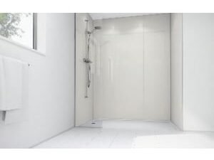 Mermaid White Gloss Laminate 2 Sided Shower Panel Kit - 1700 x 900mm