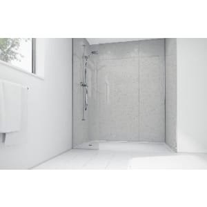 Mermaid White Sparkle Gloss Laminate 3 Sided Shower Panel Kit – 1700 x 900mm