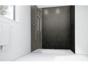 Mermaid Obsidian Gloss Laminate 3 Sided Shower Panel Kit - 1700 x 900mm