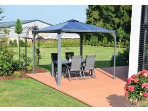 Palram Canopia Palermo Polycarbonate Garden Gazebo Grey - 2.95 x 2.95m