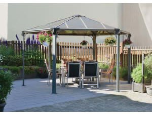 Palram Canopia Monaco Hexagonal Polycarbonate Garden Gazebo Grey - 4.38 x 4.38m
