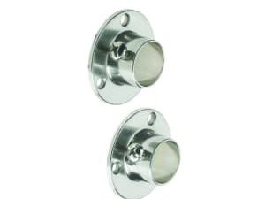 Wickes Interior Wardrobe Rail Retaining Socket - 19mm Brushed Nickel Pack of 2