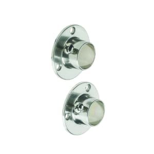 Wickes Interior Wardrobe Rail Retaining Socket – 19mm Brushed Nickel Pack of 2