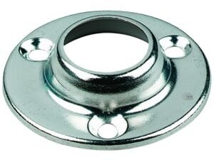 Wickes Interior Wardrobe Rail Heavy Duty Rod Socket - 19mm Chrome Pack of 2