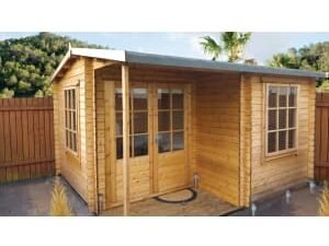 Shire Ringwood 12 x 15ft Large Double Door Log Cabin including Covered Porch