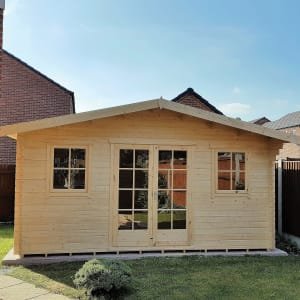 Shire Clipstone 14 x 14ft Double Door Log Cabin with Assembly