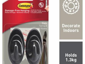 Command Slate Grey Terrace Hooks - Pack of 2