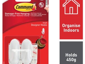 Command White Small Designer Hooks - Pack of 2