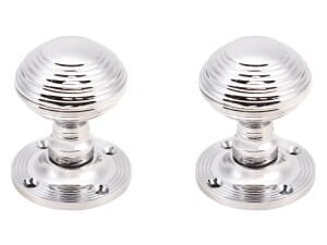 Ringed Mortice Door Knob Polished Chrome - 1 Pair