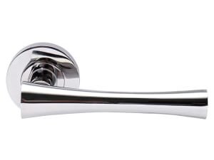 Monaco Polished Chrome Round Rose Door Handle - 1 Pair