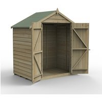 Overlap Pressure Treated 6 x 4 Apex Shed - No WINDOW, Double Door Home Delivery