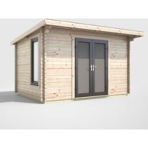 12 x 8 Power Pent Log Cabin Centre Doors