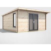14 x 14 Power Pent Log Cabin Centre Doors