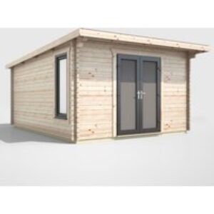 12 x 14 Power Pent Log Cabin Centre Doors