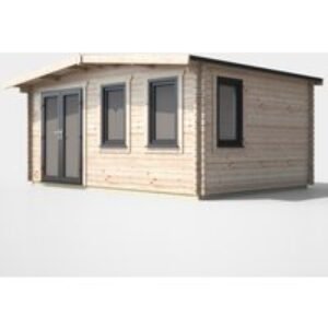 12 x 16 Power Chalet Log Cabin Left Doors