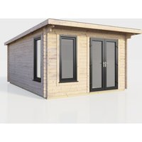 12 x 14 Power Pent Log Cabin Right Doors