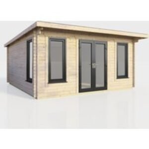 16 x 14 Power Pent Log Cabin Centre Doors