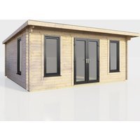 18 x 14 Power Pent Log Cabin Centre Doors