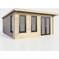 16 x 14 Power Pent Log Cabin Right Doors