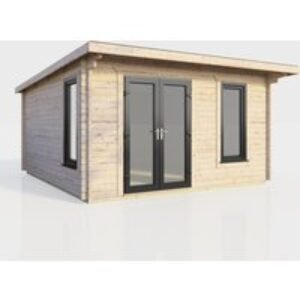 14 x 12 Power Pent Log Cabin Left Doors