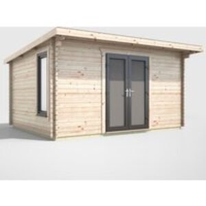 14 x 10 Power Pent Log Cabin Centre Doors