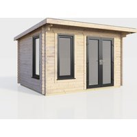 12 x 8 Power Pent Log Cabin Right Doors