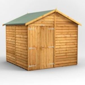 8 x 8 Power Overlap Apex Windowless Double Door Shed