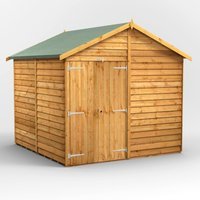 8 x 8 Power Overlap Apex Windowless Double Door Shed