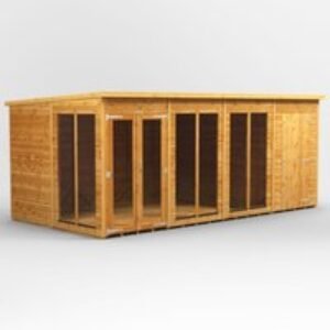 16 x 8 Power Pent Summerhouse With 4ft Side Store