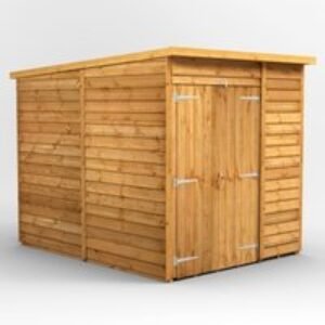 6 x 8 Power Overlap Pent Windowless Double Door Shed