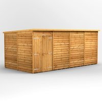 16 x 8 Power Overlap Pent Windowless Double Door Shed