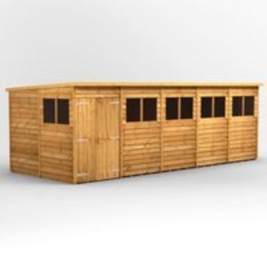20 x 8 Power Overlap Pent Double Door Shed