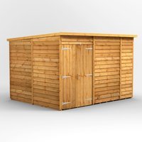 10 x 8 Power Overlap Pent Windowless Double Door Shed