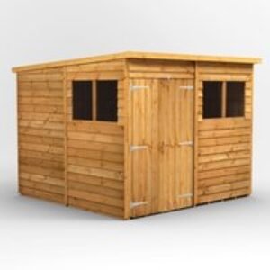 8 x 8 Power Overlap Pent Double Door Shed
