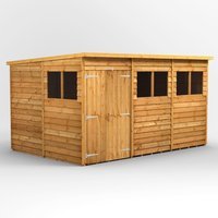 12 x 8 Power Overlap Pent Double Door Shed