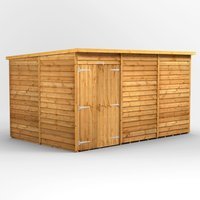 12 x 8 Power Overlap Pent Windowless Double Door Shed