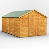 16 x 10 Power Apex Windowless Double Door Shed