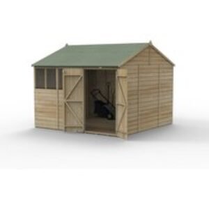 Beckwood 10x10 Reverse Apex Shed 4 Windows Double Door
