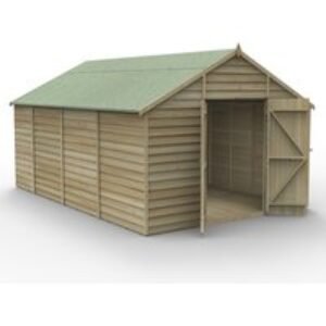 Overlap Pressure Treated 10 x 15 Apex Shed - No WINDOW, Double Door Home Delivery