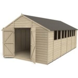 Overlap Apex Double Door Pressure Treated Shed Installed