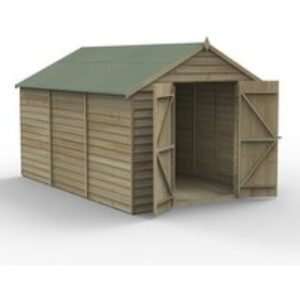 Overlap Pressure Treated 8 x 12 Apex Shed - No WINDOW, Double Door Home Delivery