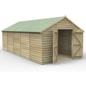 Overlap Pressure Treated 10 x 20 Apex Shed - No WINDOW, Double Door Home Delivery