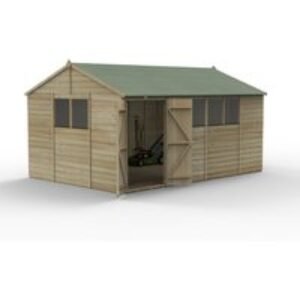 Beckwood 15x10 Reverse Apex Shed 6 Windows Double Door