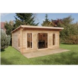 Forest Garden 5 x 4m Mendip Pent Log Cabin No Underlay
