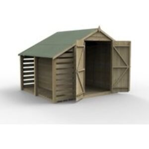 Overlap Pressure Treated 6 x 8 Apex Shed Double Door No Window with Lean to Home Delivery