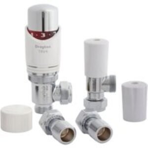 Drayton White Angled TRV4 & Lockshield Valve 15mm