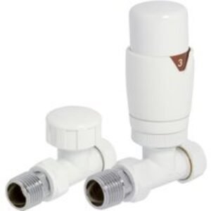 Towelrads Round Straight TRV and Lockshield Valves White 105mm x 65mm