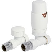 Towelrads Round Straight TRV and Lockshield Valves White 105mm x 65mm