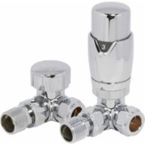 Towelrads Round Corner Thermostatic Radiator Valves and Lockshield Set Chrome 105mm x 65mm