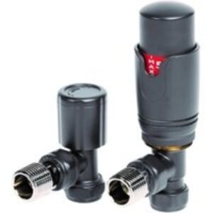 Towelrads Angled Thermostatic Radiator Valves and Lockshield Set Anthracite 125011